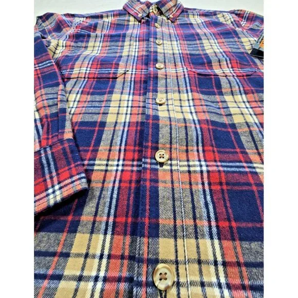 RidgeCut Tough Wear Red Blue Plaid Heavy Flannel Shirt Men’s Medium NWT - Picture 5 of 14